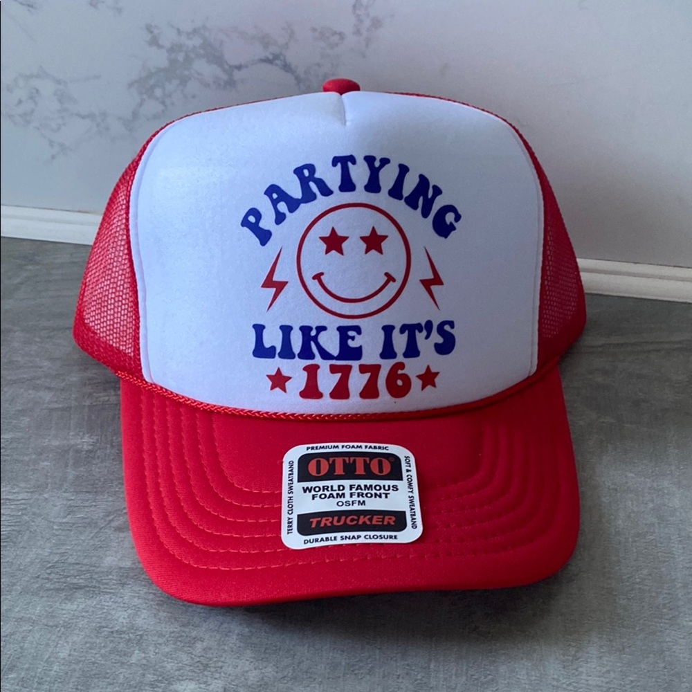 OTTO Red and White 4th of July Trucker Hat